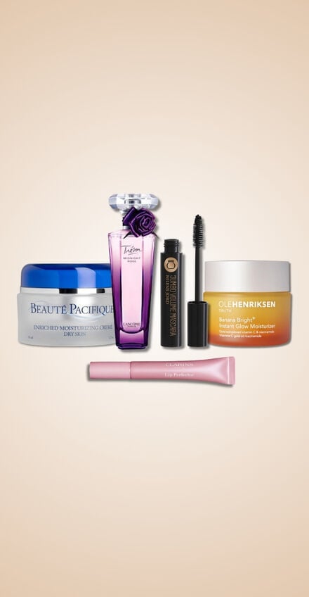 skønhedsprodukter på collage