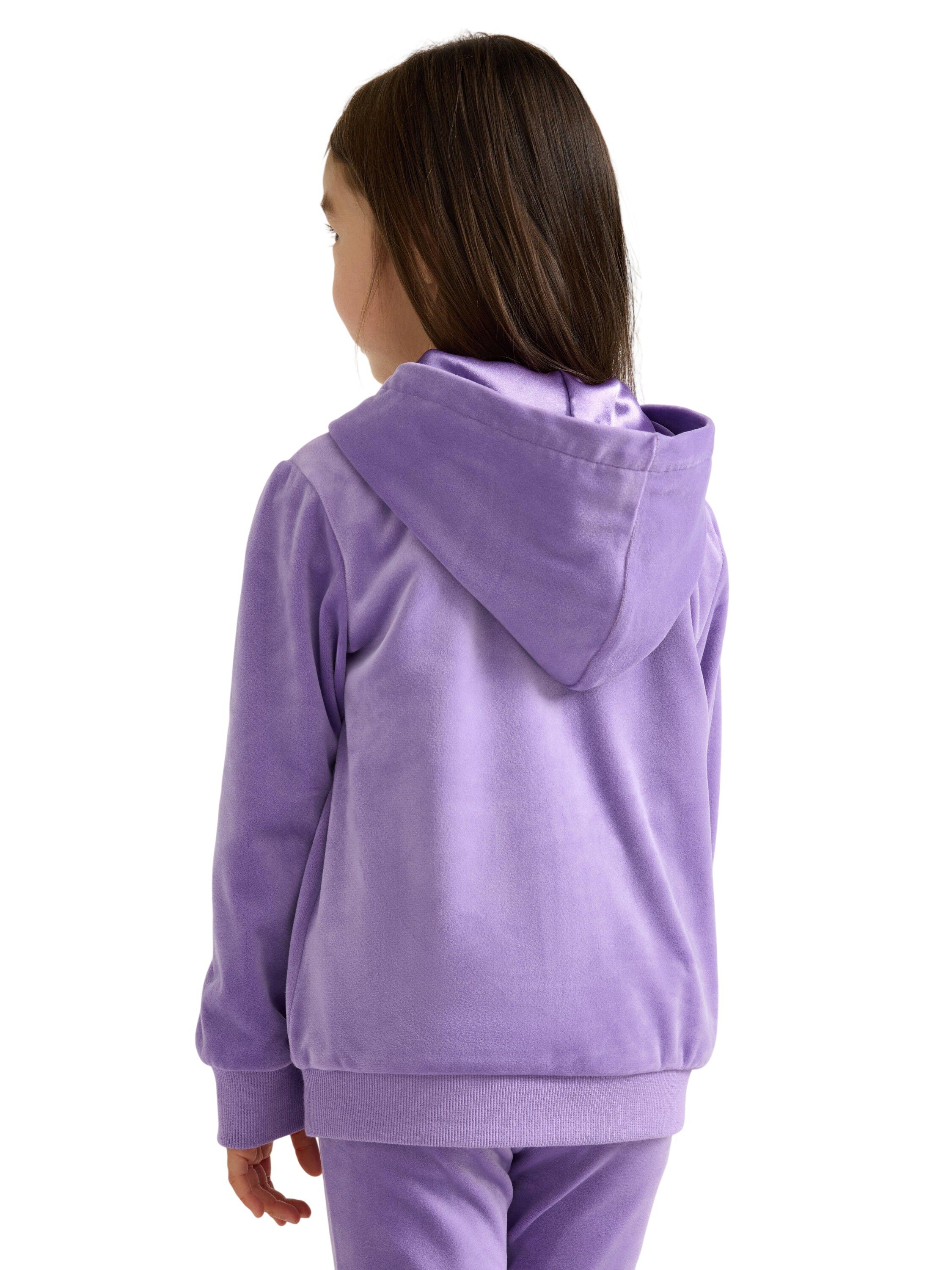 Hoodie i mjuk velour med avslappnad