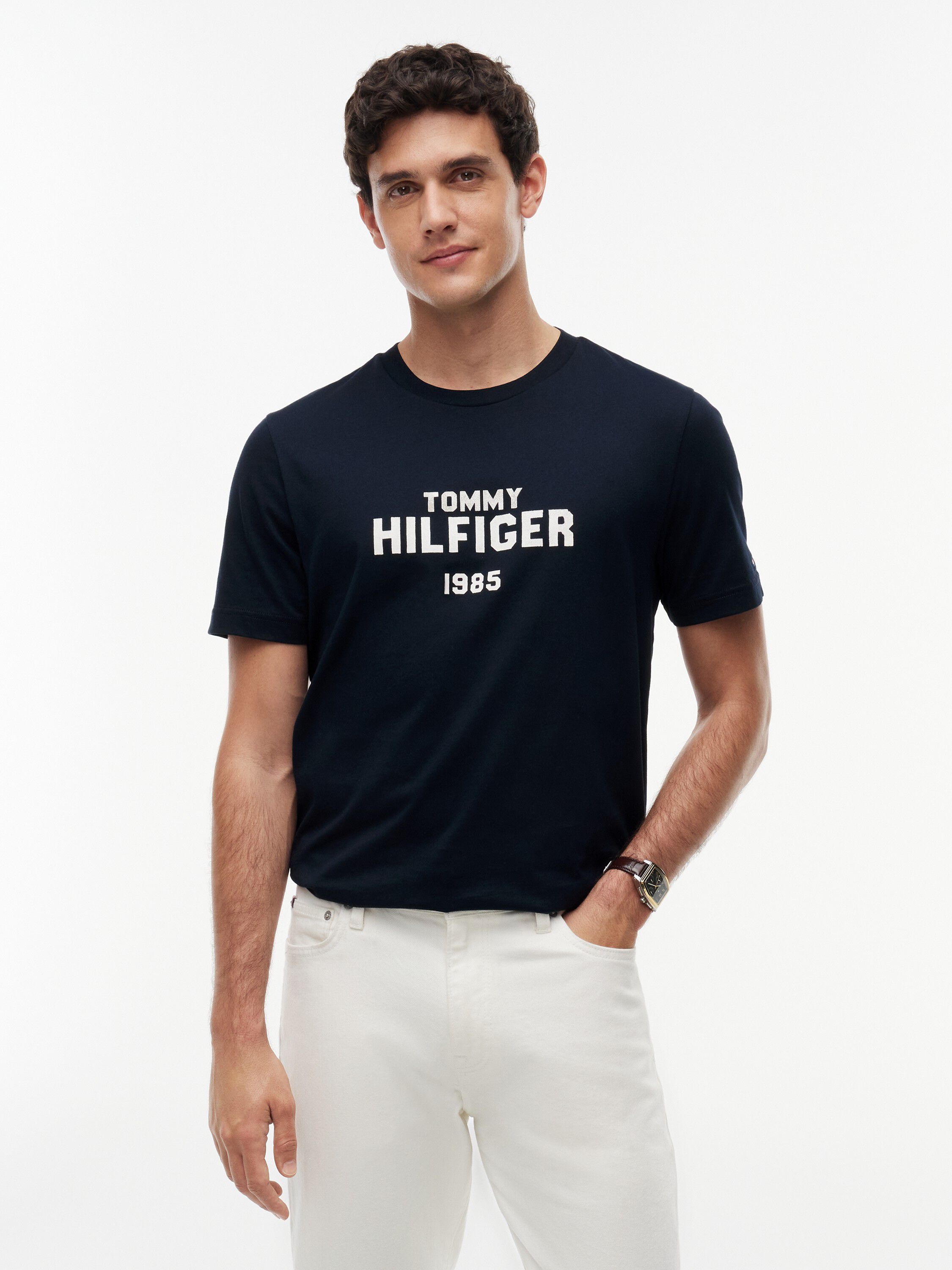 Contrast Logo Crew Neck Jersey T-Shirt
