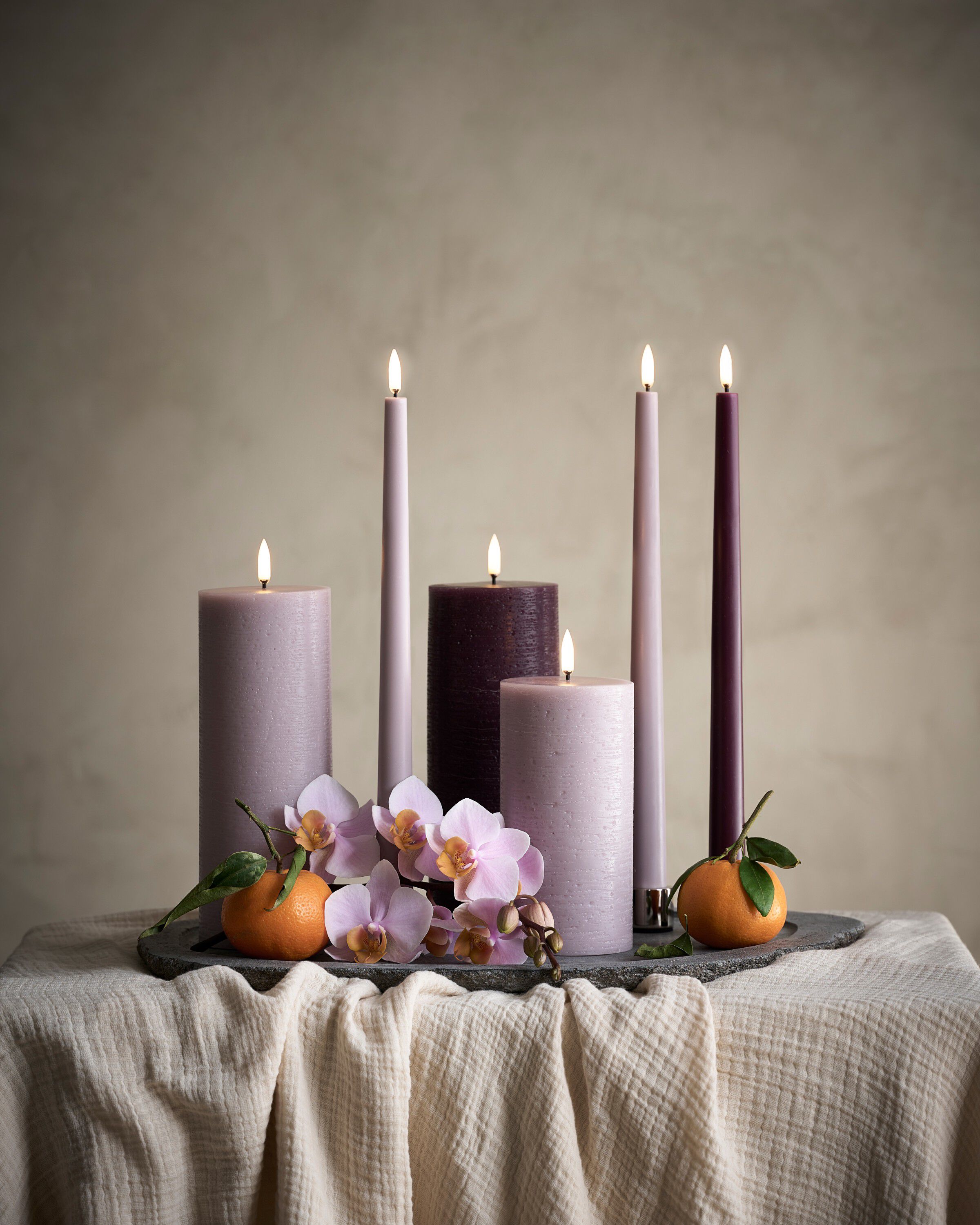 LED pillar candle, Light lavender, Rustic, 7,8 x 20,3 cm 4/2