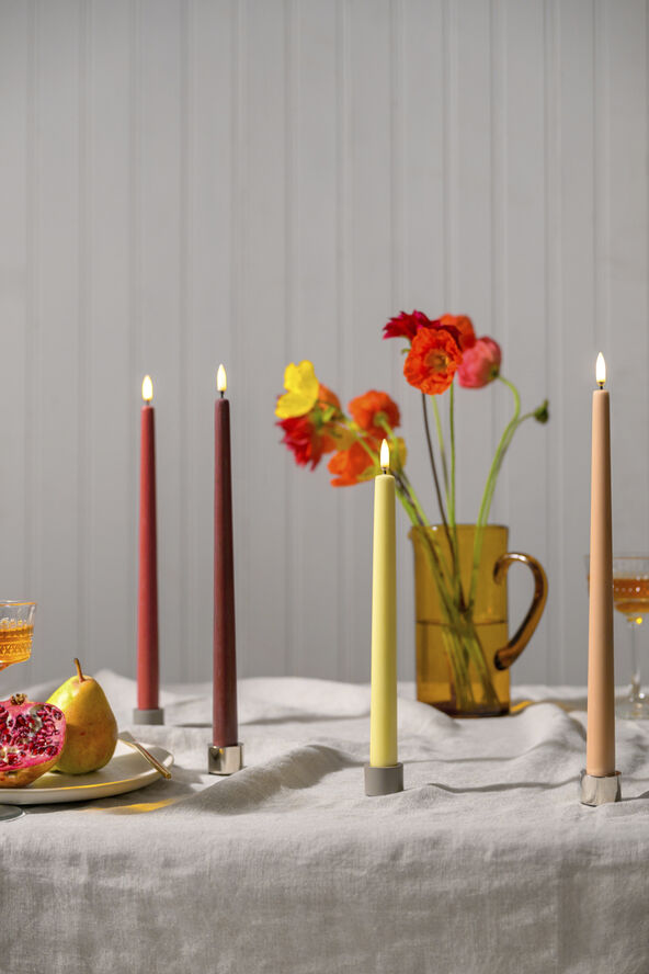 LED slim taper candle, Red, Smooth, 2-pack, 2,3x32 cm