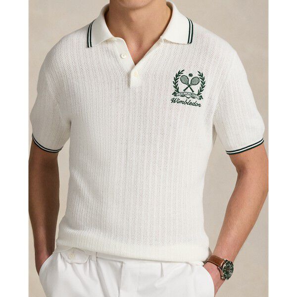 Wimbledon Cotton Polo-Collar Sweater