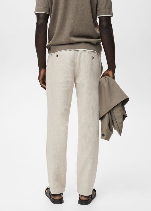 Slim-fit 100% linen trousers