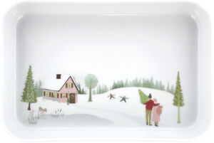 Fad rektangulært Vinter 18 x 12 cm Hvid Ovnfast porcelæn