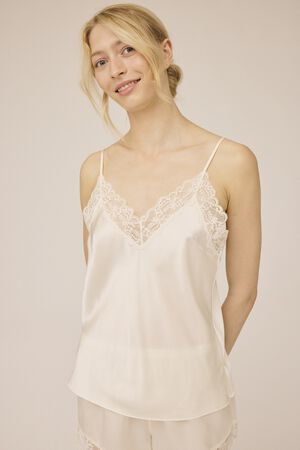 Moon 3 G - Strap Top w. Lace, 100% Silk