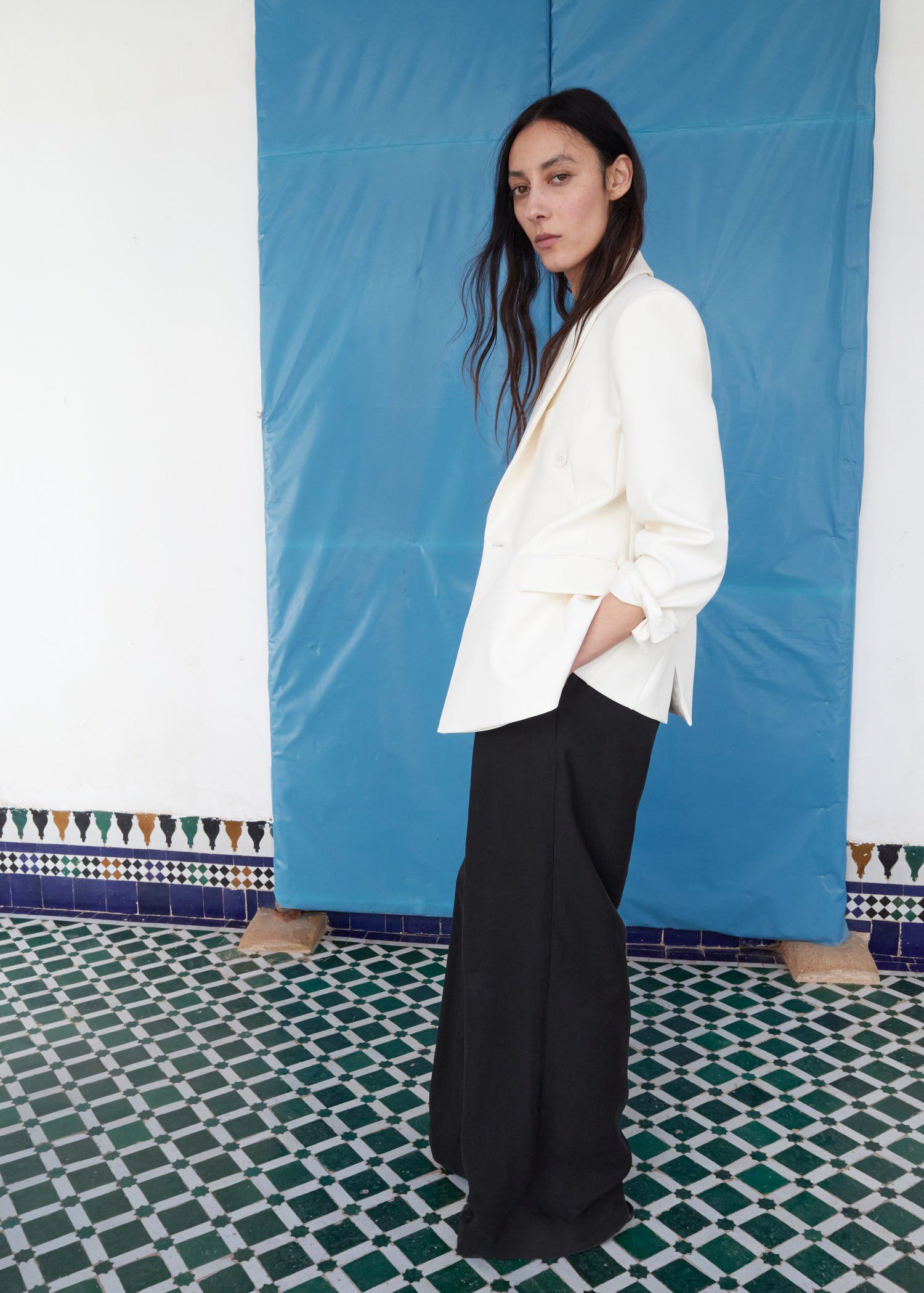 Straight-fit lyocell trousers