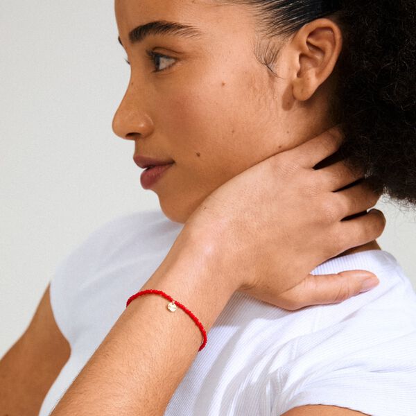 INDIE bracelet red, gold-plated