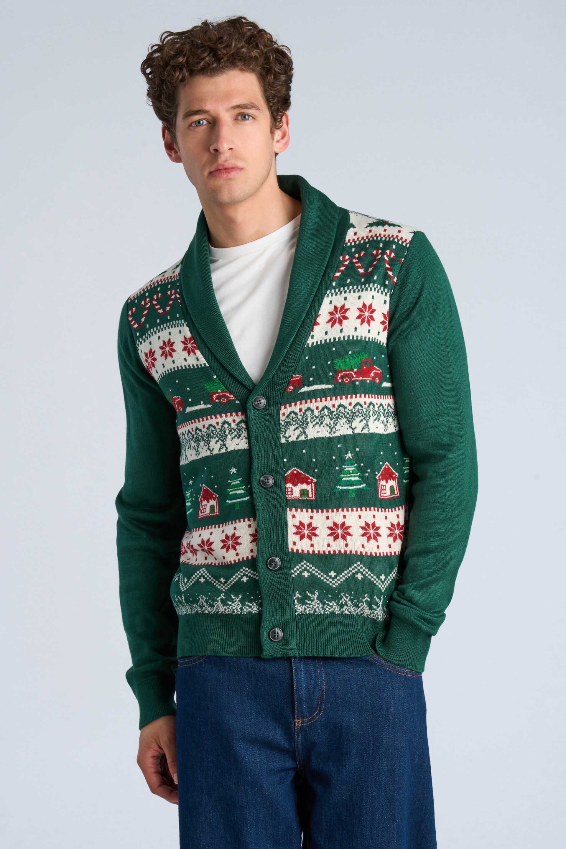 Xmas shawl collar cardigan