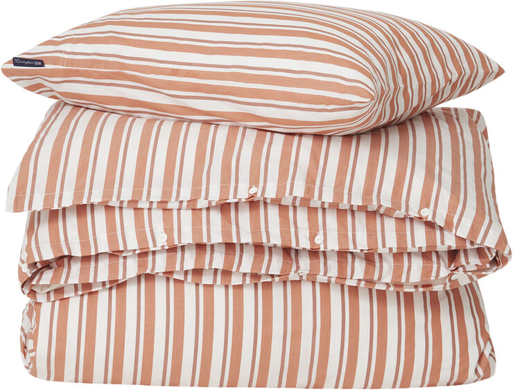 White/Terra Striped Cotton Poplin Bed Set