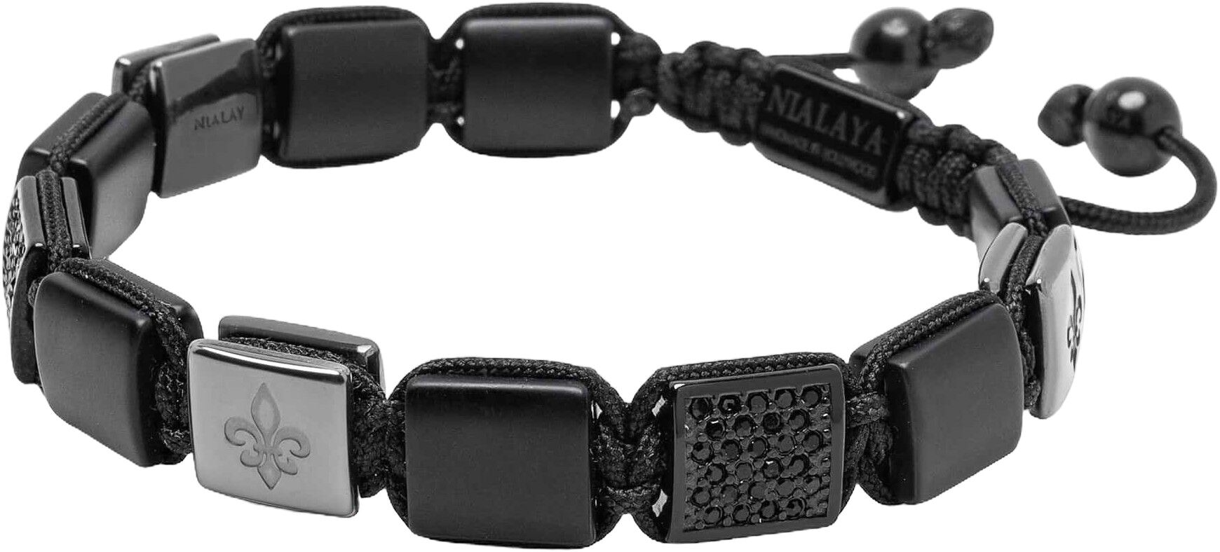 Matte Onyx Fleur Flatbead Bracelet