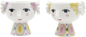 Eva Fyrfadsstage Ø6. 5 cm gul/lavendel 2 stk.