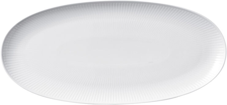 Hvid Riflet 37 cm Aflangt fad