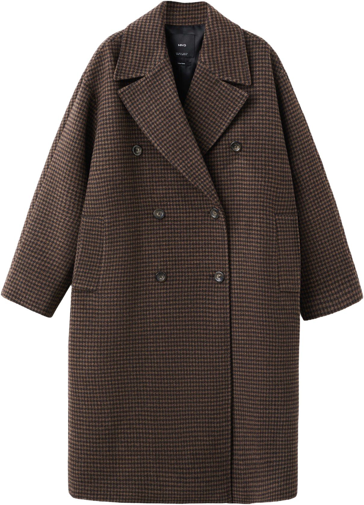 Wool-blend micro-houndstooth coat