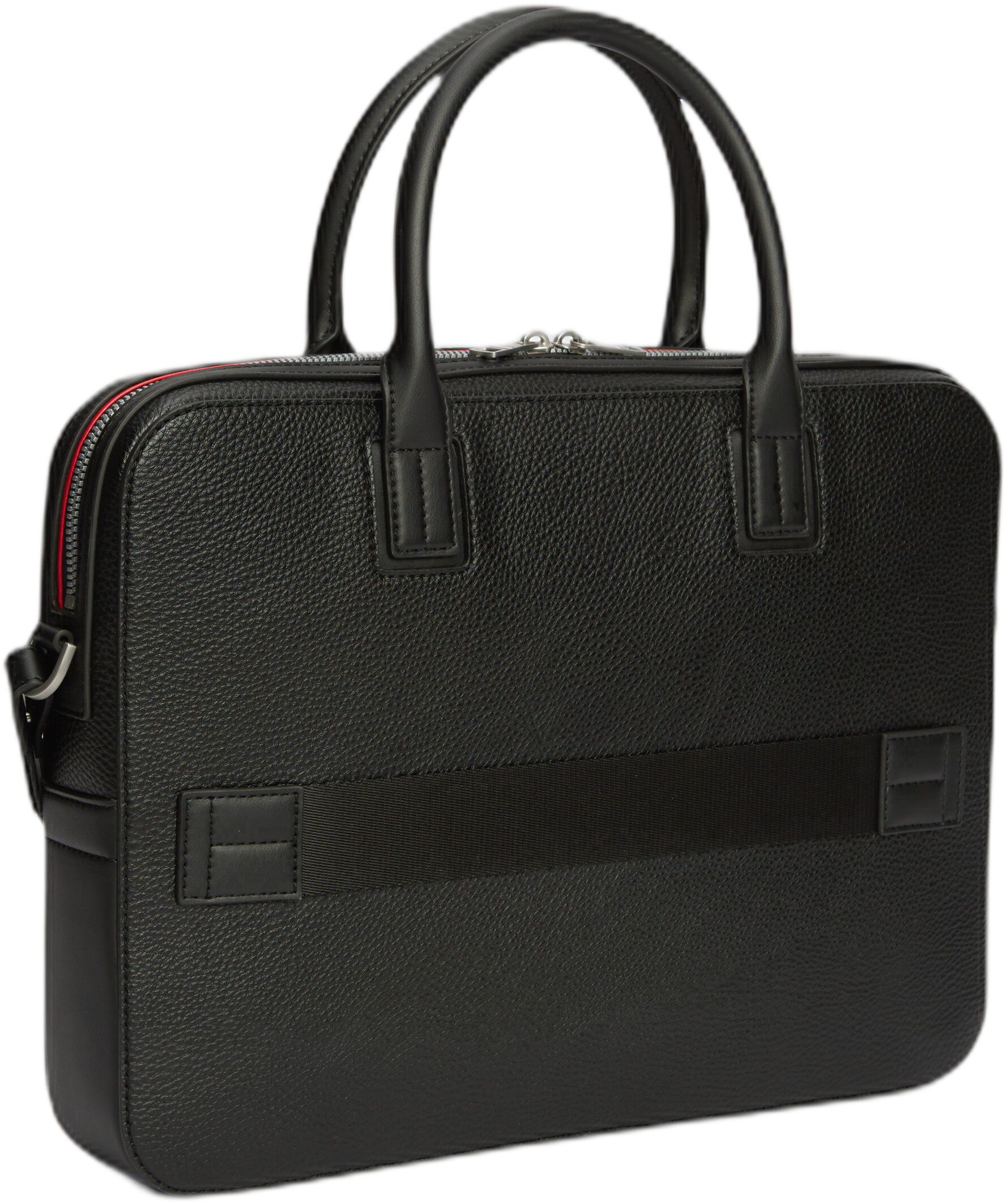Metal Logo Textured Slim Laptop Bag