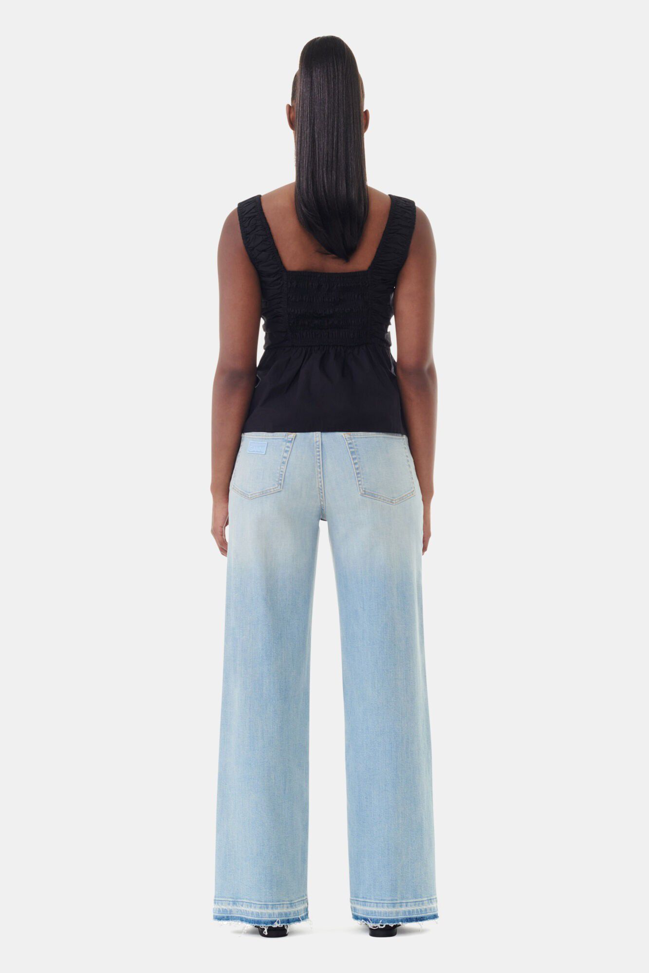 Cotton Poplin Smock Strap Blouse