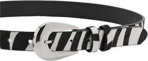 Zebra-print fur belt