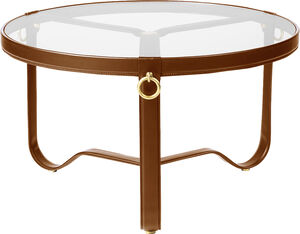 Adnet Coffee Table - Circular, Ø70 Tan Leather