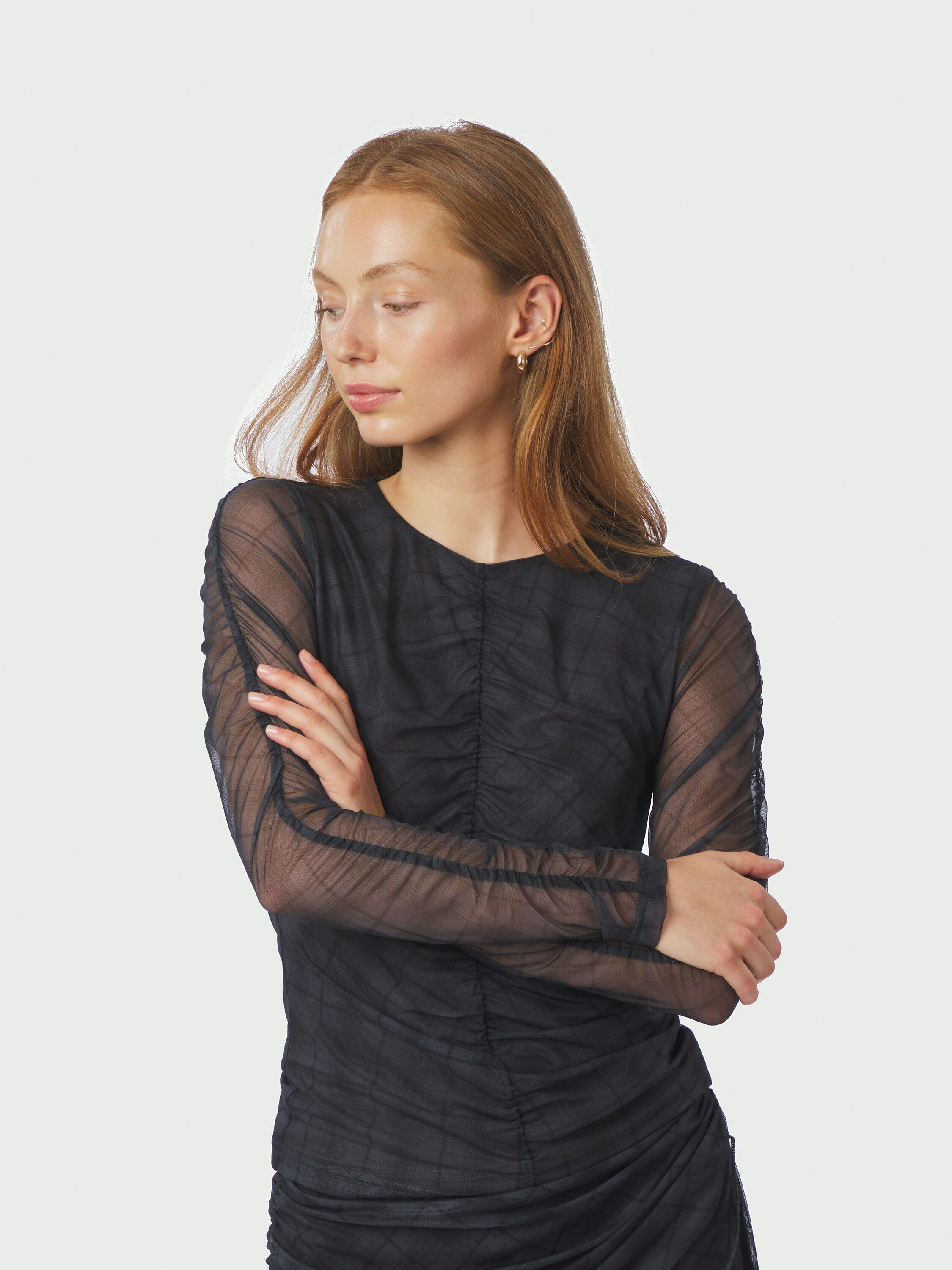 Bea Check Mesh Blouse