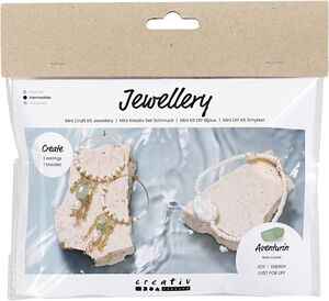 Mini DIY Kit Smykker, Aventurinmix armbånd og øreringe