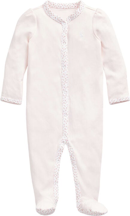 Floral-Trim Cotton Coverall