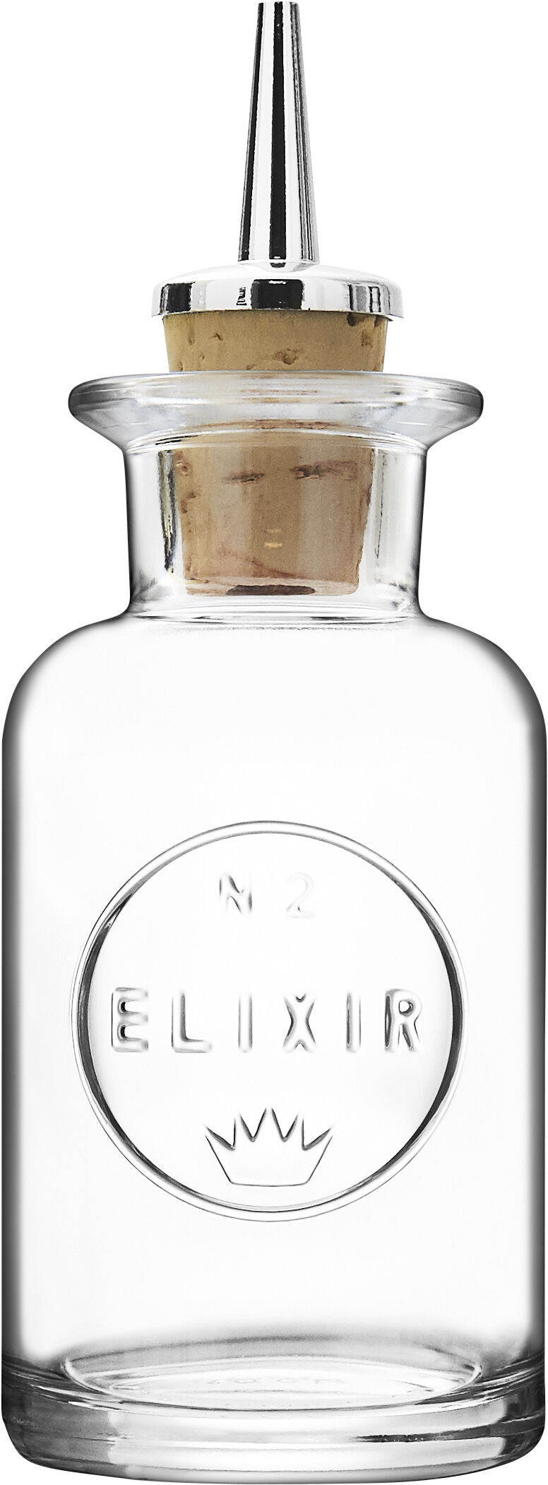 Elixir No2 flaske med sk&aelig;nkeprop rund 10 cl.