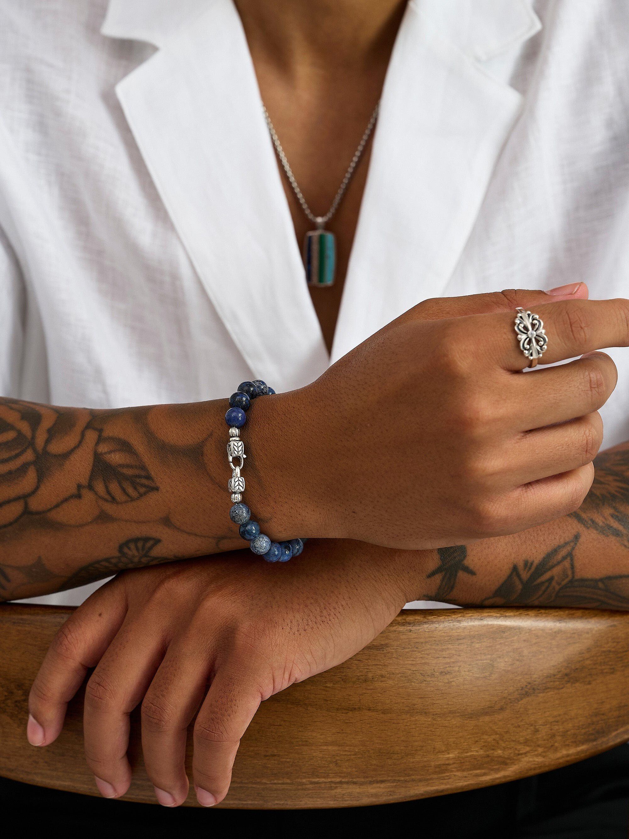 Blue Dumortierite Healing Bracelet with Silver Lock