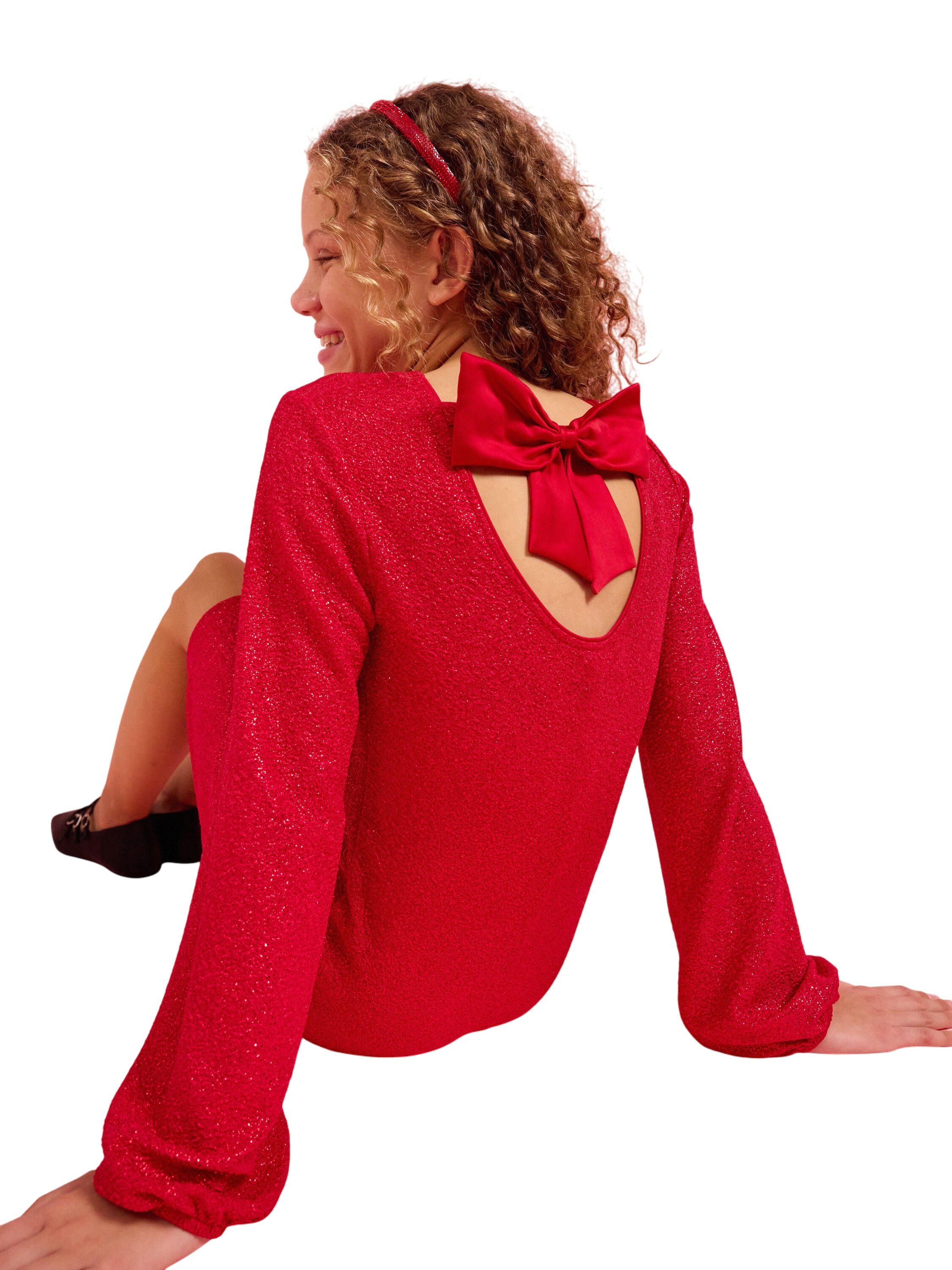 Long-sleeved dress in glittery jers