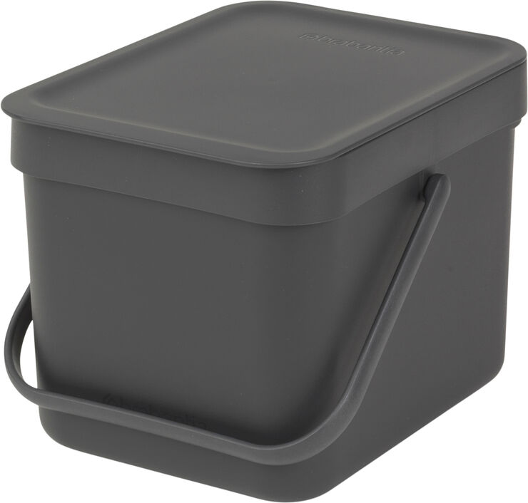 Affaldsspand m/låg sort.kon. 6 ltr