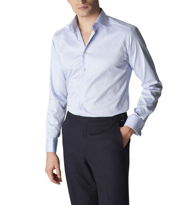 Light Blue Signature Twill Shirt French Cuffs - Contemporary Fit
