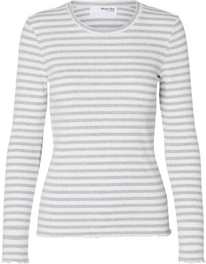SLFANNA LS CREW NECK TEE STR NOOS