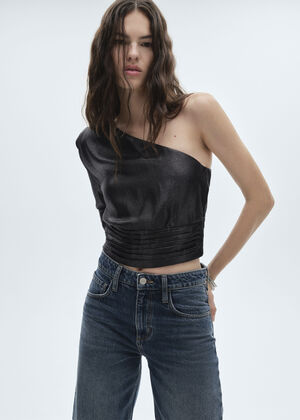 Asymmetrical puff sleeve blouse