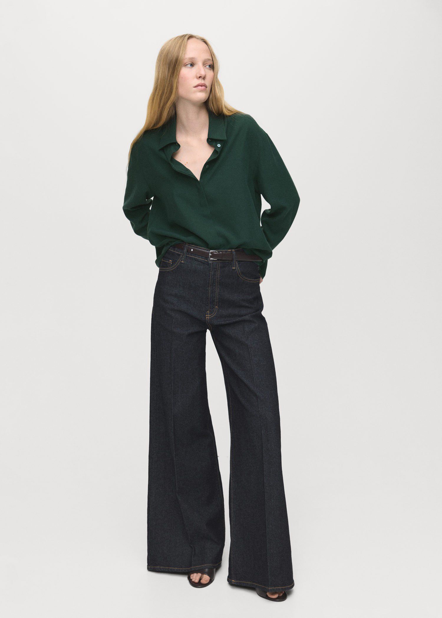 Lyocell shirt with hidden buttons