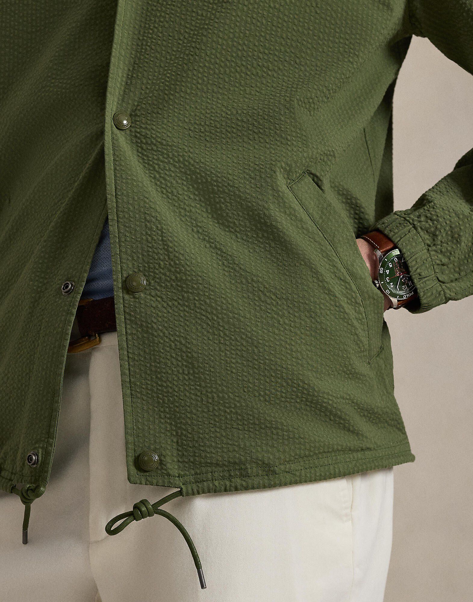 Striped Seersucker Coach&rsquo;s Jacket