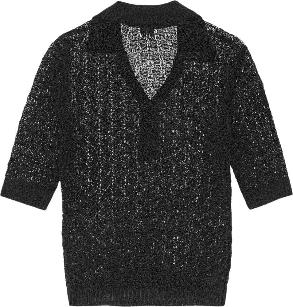 Shiny Pointelle Knit Short Sleeve P