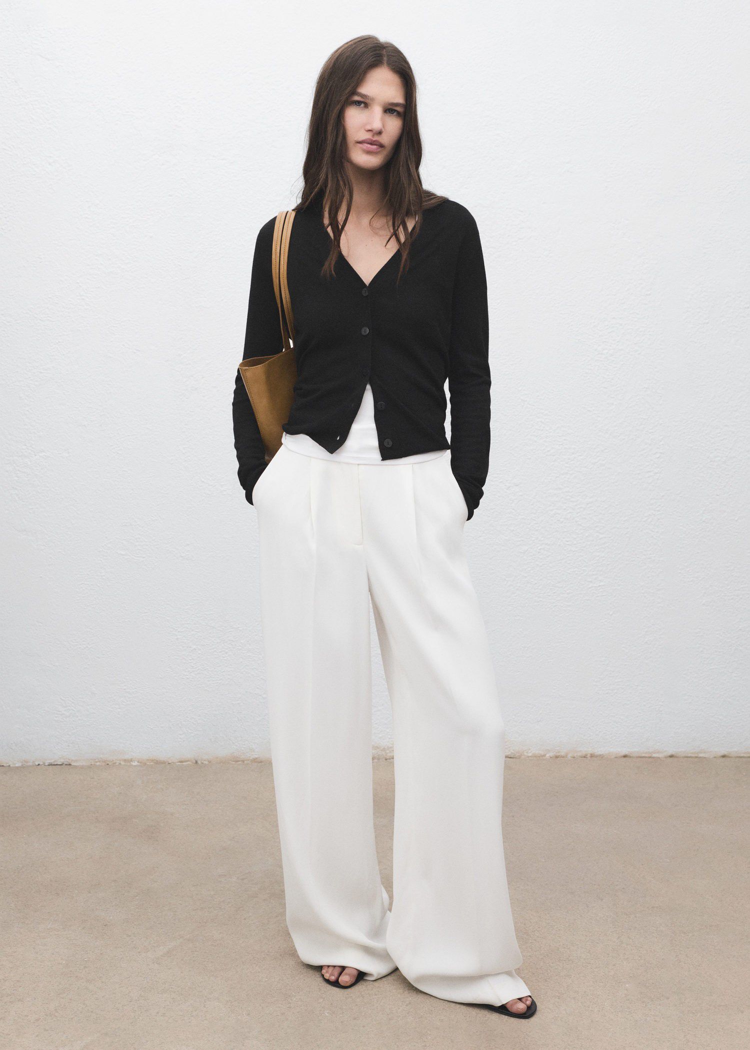 V-neck knitted cardigan