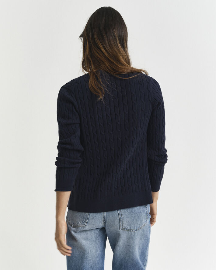 STRETCH COTTON CABLE CARDIGAN