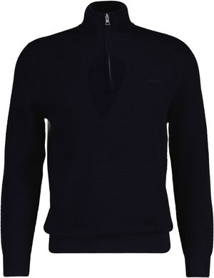TEXTURED COTTON MERINO HALF ZIP