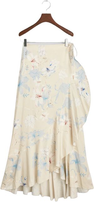 FLORAL PRINT WRAP FRILL SKIRT