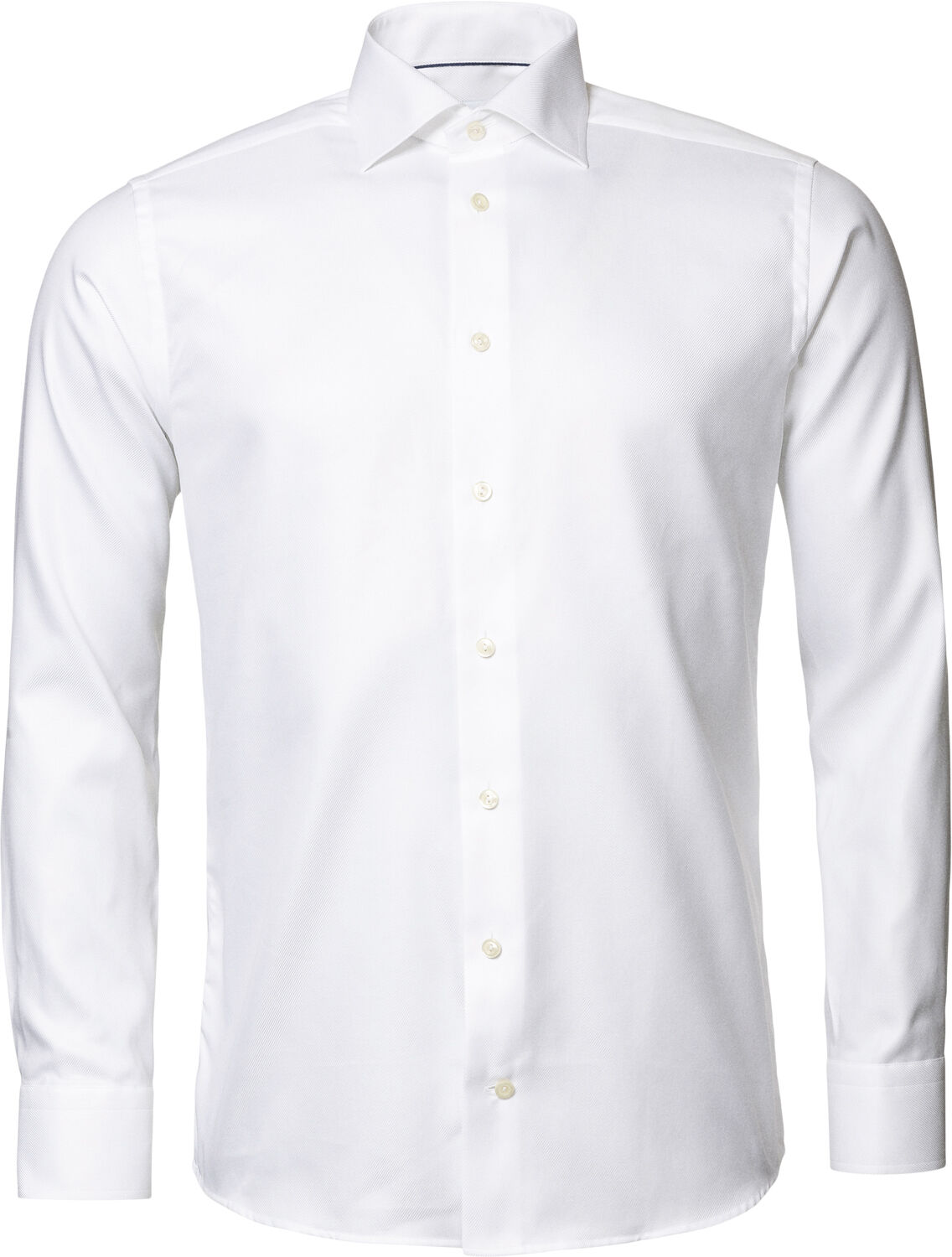 Cont. Fit White Textured Twill Shirt - French Cuff