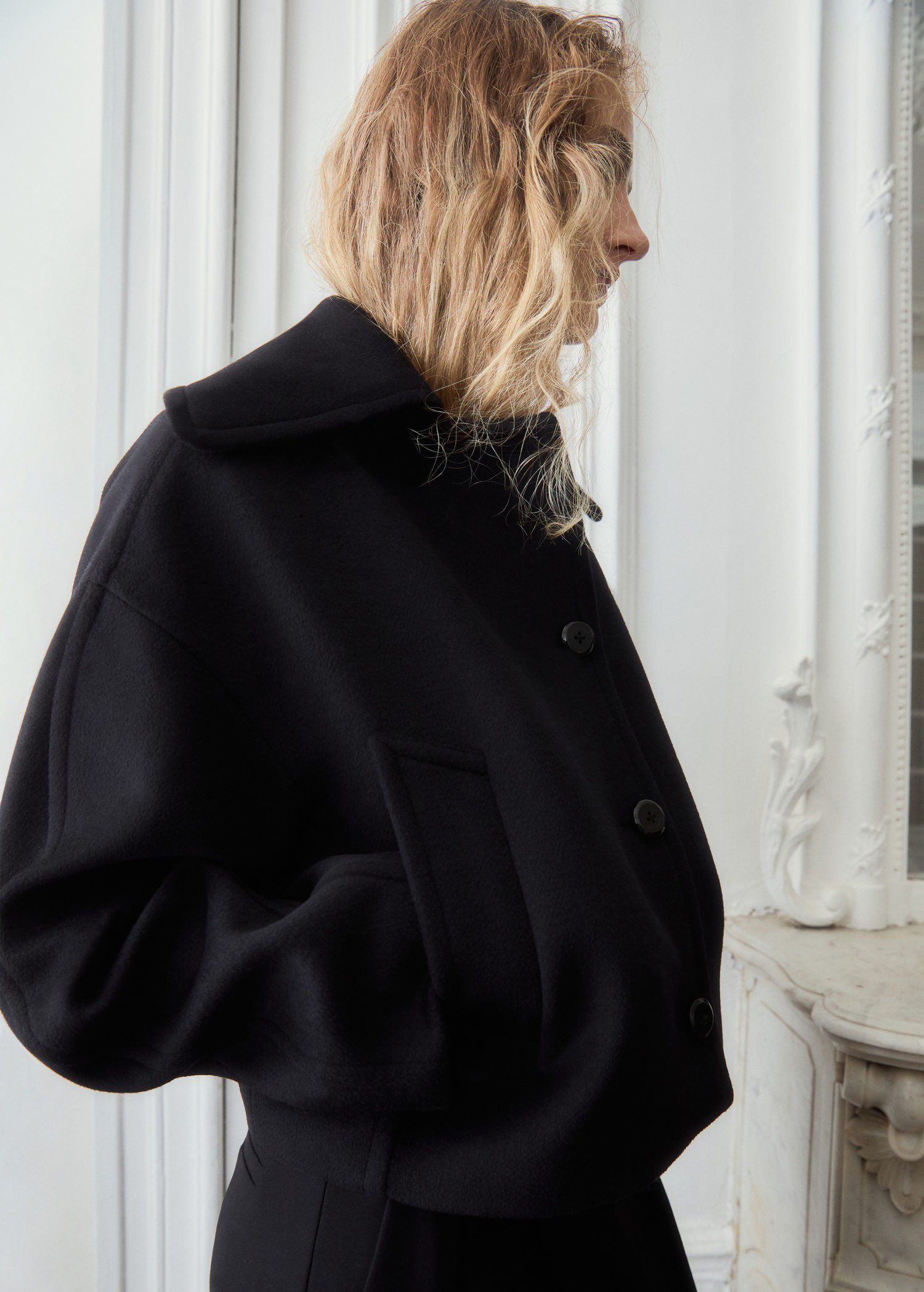 Wool jacket with shirt collar