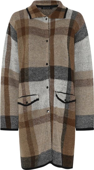 Long Cardigan_ Check Knit