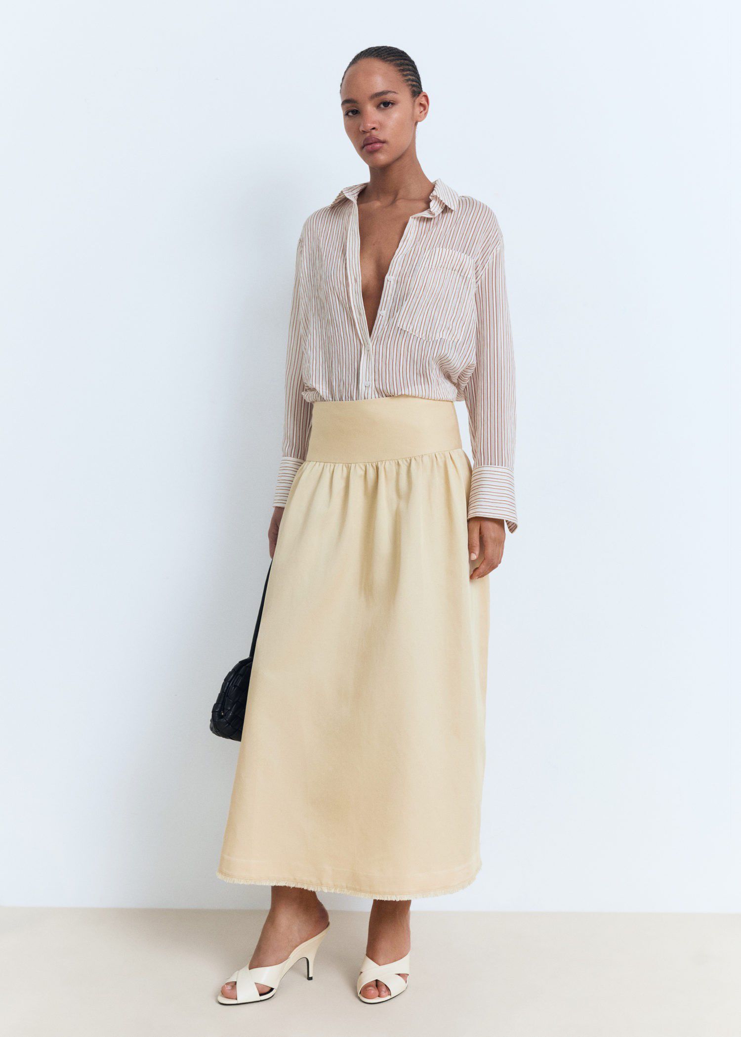 Midi skirt with frayed ends
