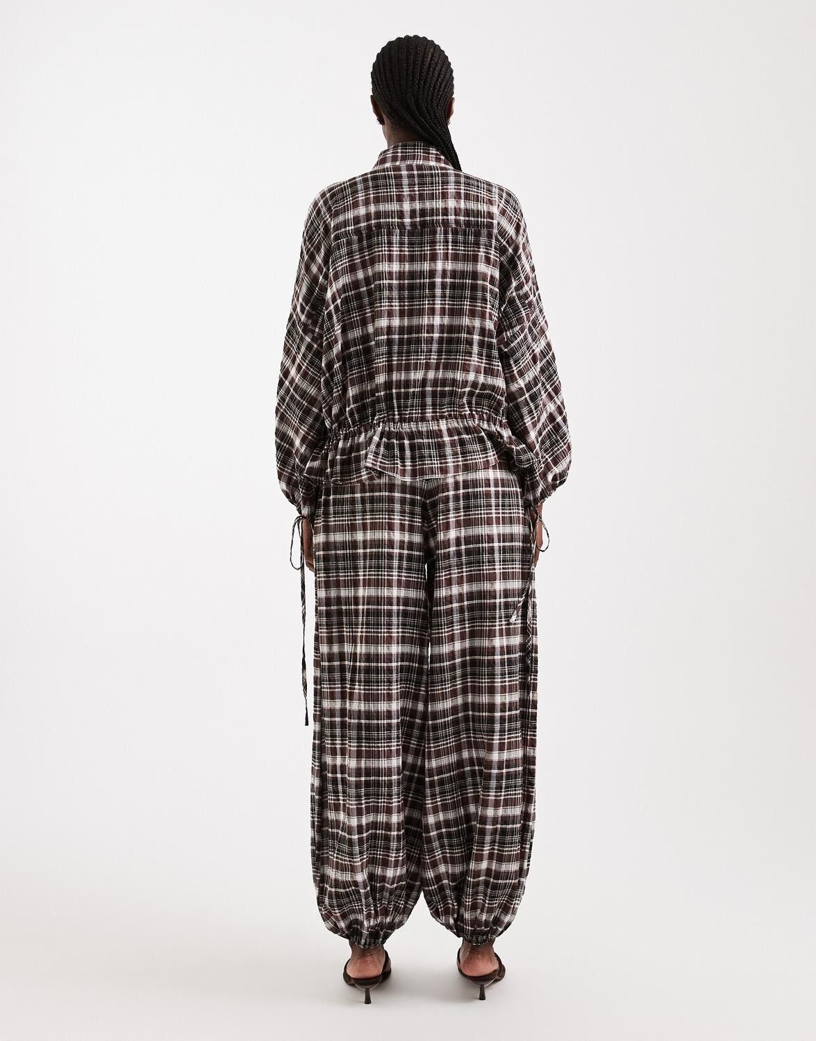 TSAIO FLANNEL CHECK BALLOON LEG TRO
