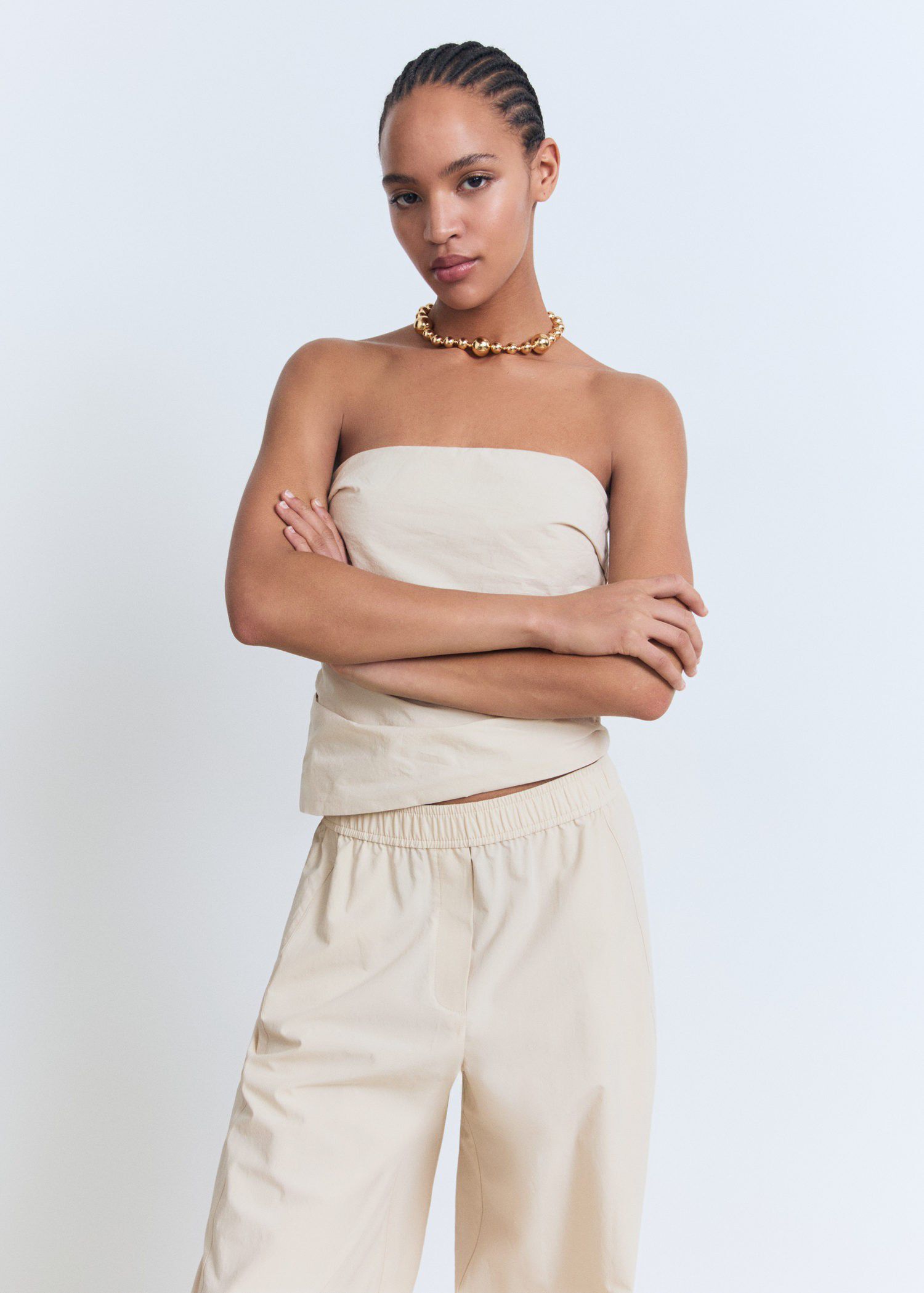 Asymmetrical strapless top