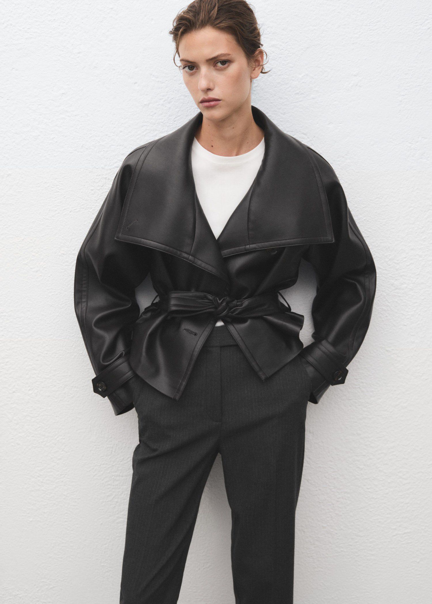 Slim cropped pinstripe trousers