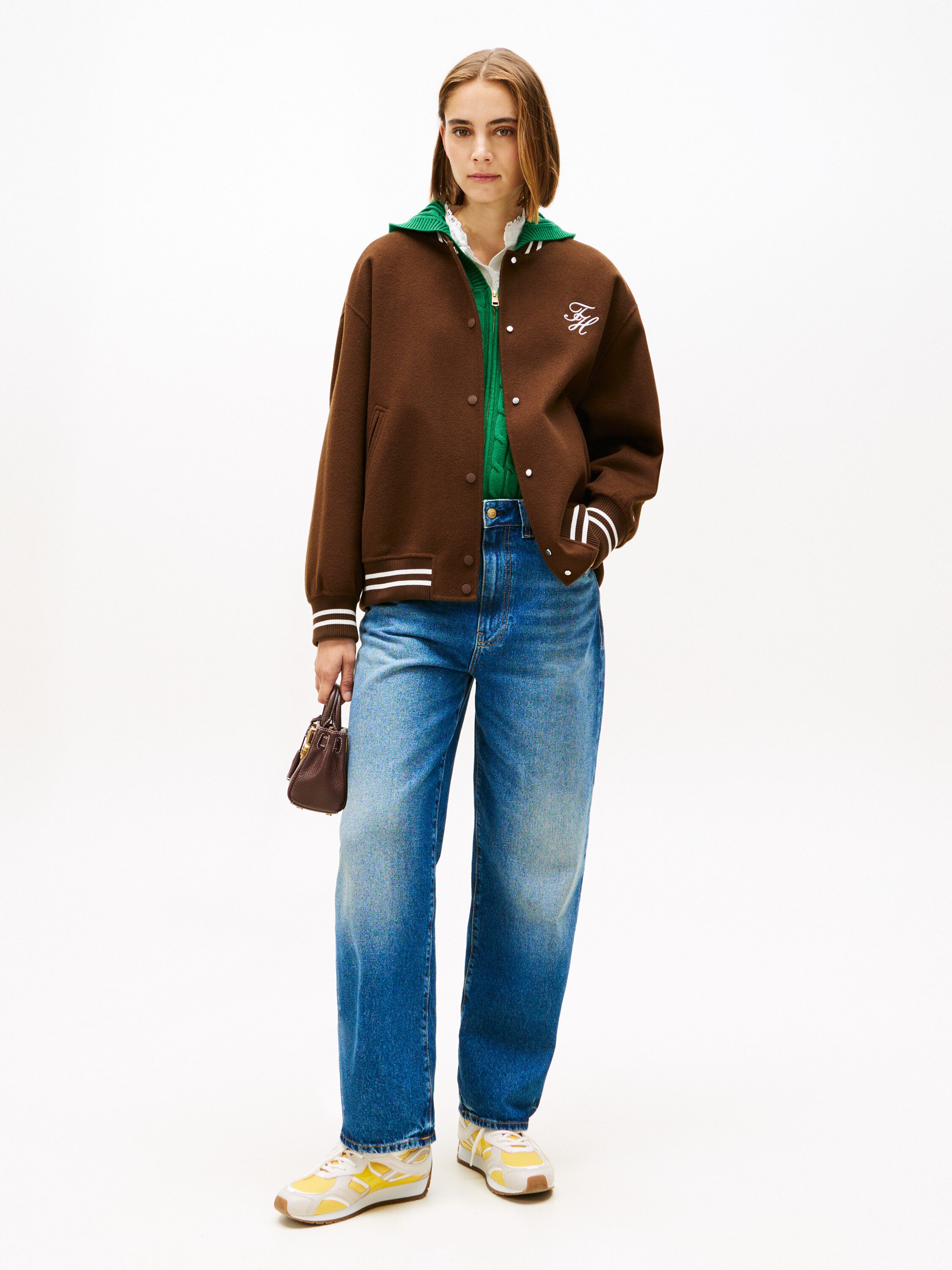 Double-Faced Wool Blend Bomber Jacket