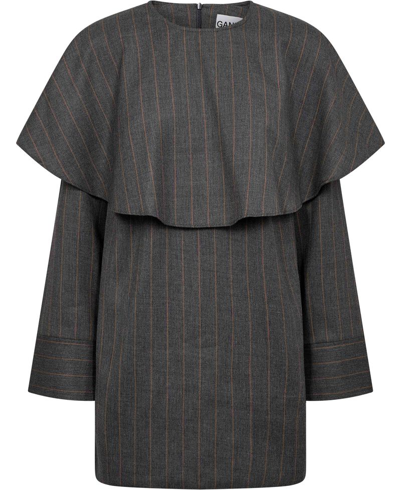 Wool Stripe Circle Collar Mini Dres
