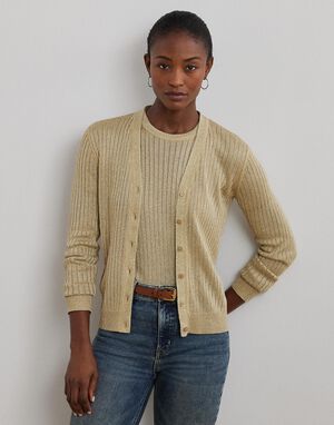 LINEN/METALLIC-LS CARDIGAN