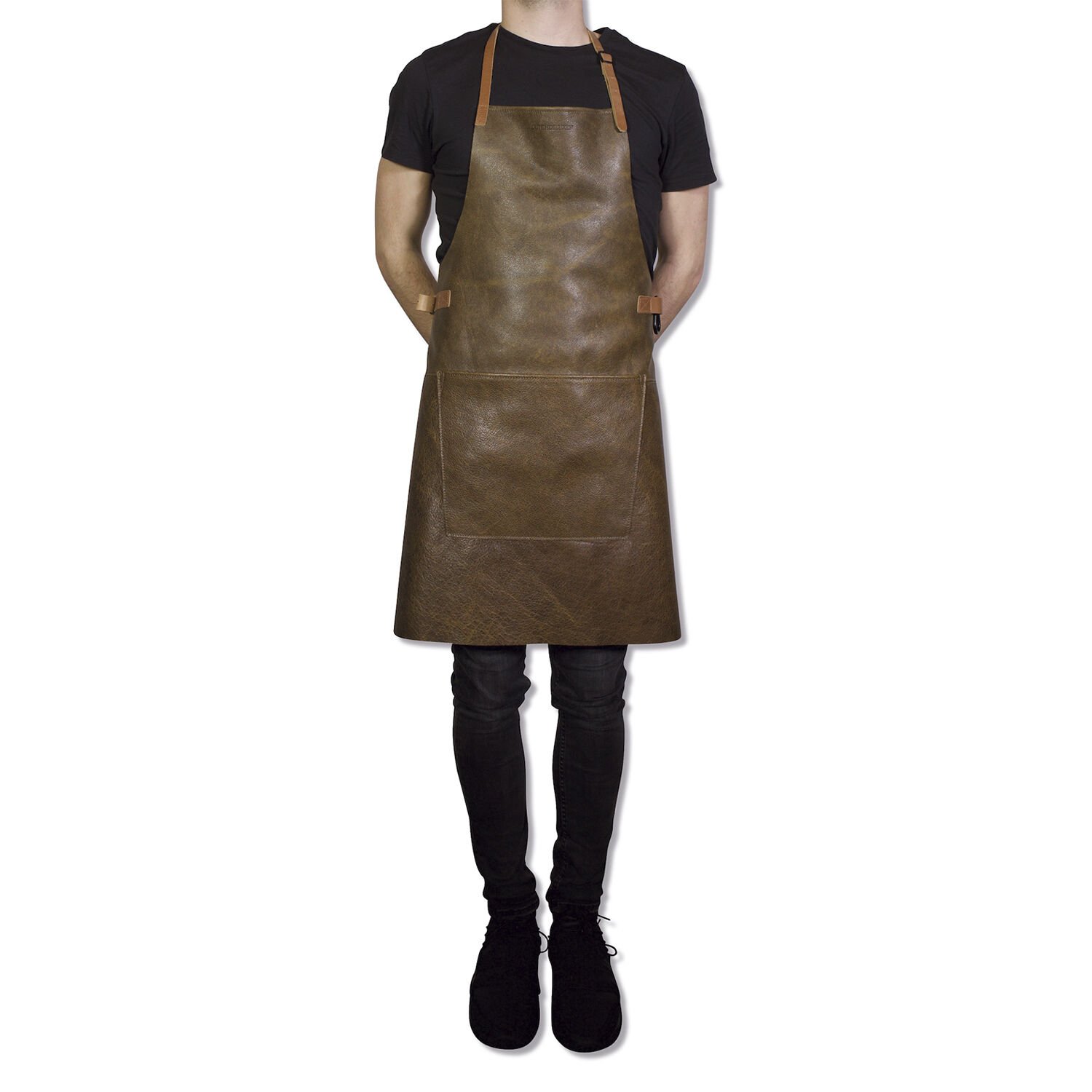 L&aelig;derforkl&aelig;de BBQ Style Apron Vintage Brown