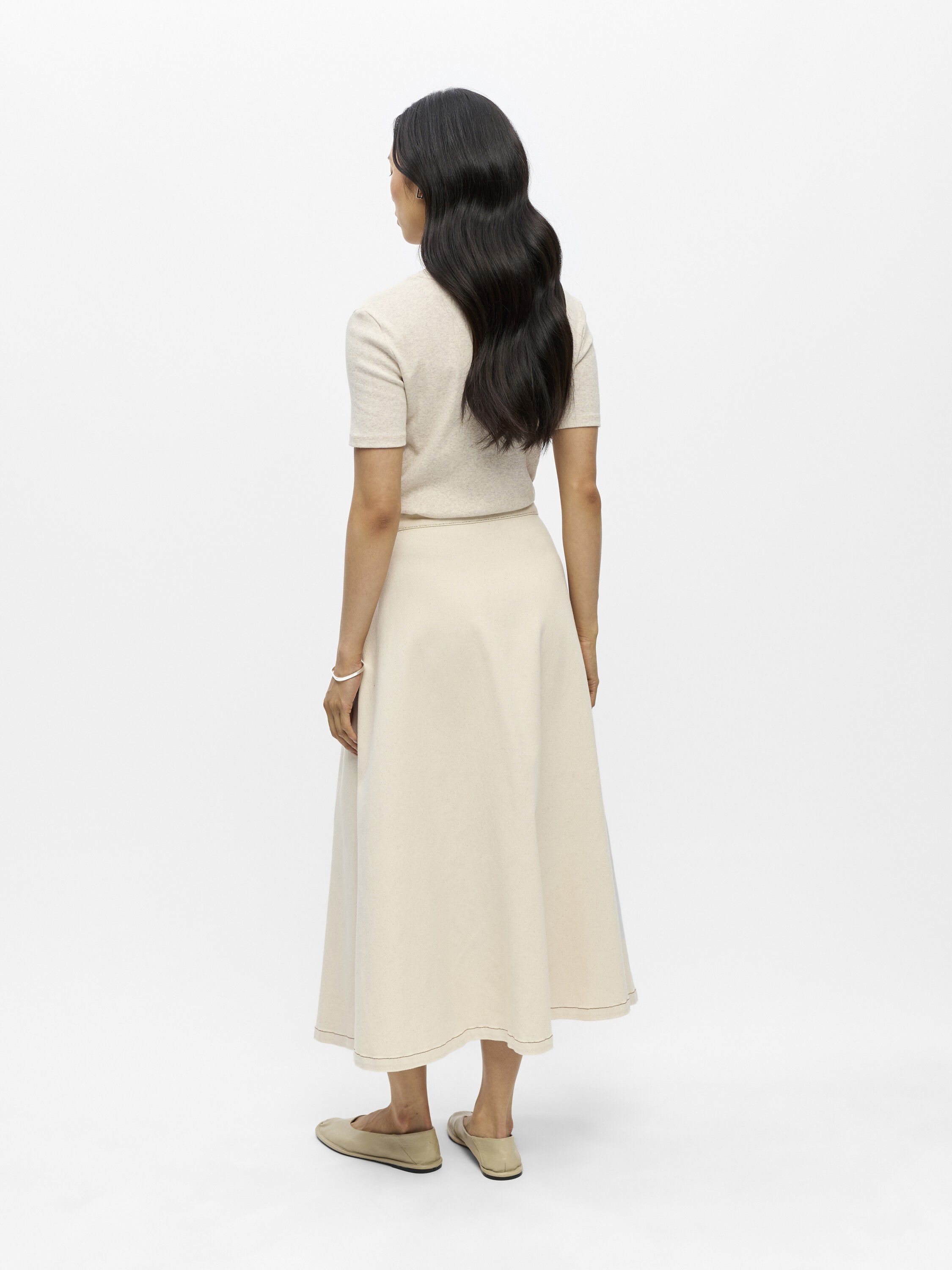 OBJSINA MW LONG DENIM SKIRT E REP